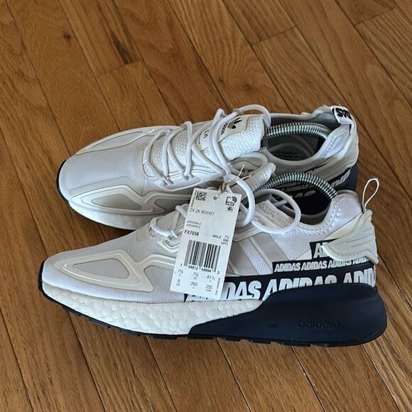 ADIDAS Shoes ZX 2K BOOST WHITE/BLUE tailgate‎ M 8 / W 9.5 Running shoes NEW - Picture 2 of 9
